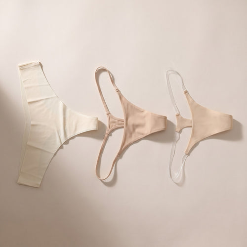 Mauchi Mix & Match 3er-Set – Seamless Tanga, Micro String und Ultrasoft String mit transparenten Bändern